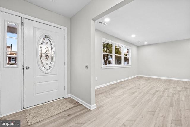 entryway with light wood-type flooring