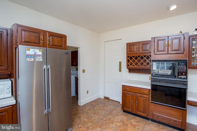 kitchen with black appliances