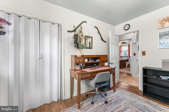 office area featuring hardwood / wood-style flooring