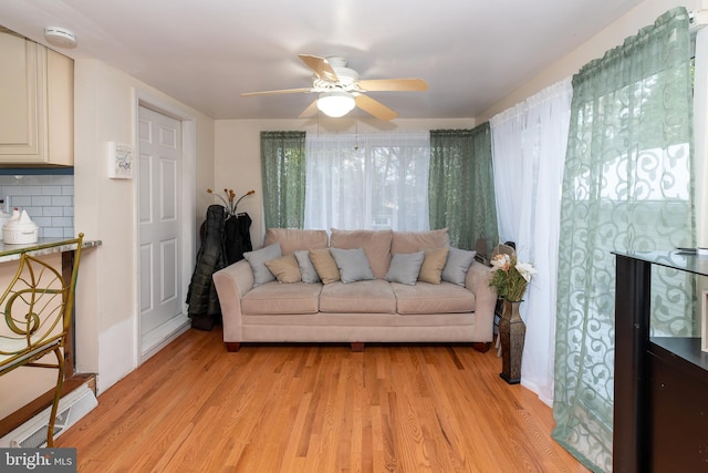 862 Bay Ave, Toms River, NJ 08753 - living room with ceiling fan and light hardwood / wood-style flooring