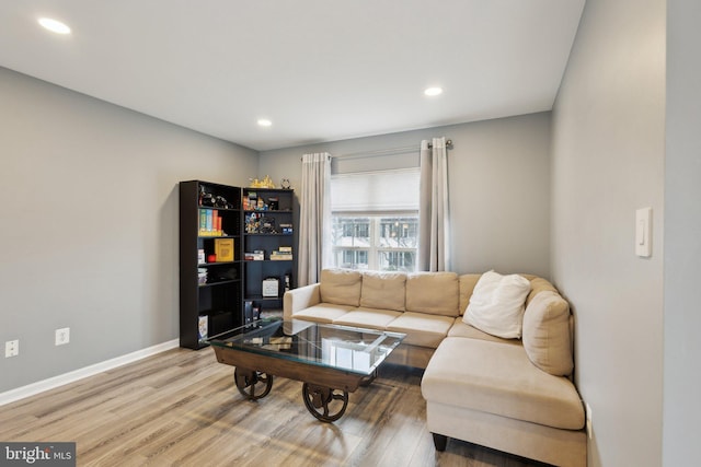 living room with hardwood / wood-style flooring