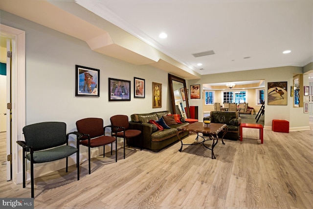 living room featuring light hardwood / wood-style flooring