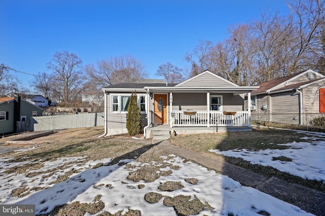 view of front of home featuring covered porch