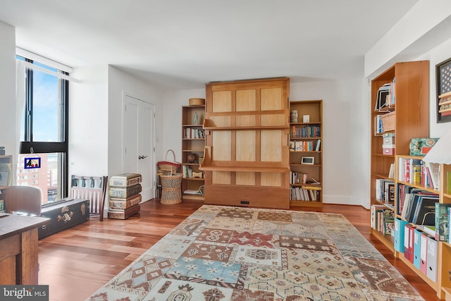 sitting room with hardwood / wood-style floors