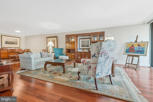 living room featuring hardwood / wood-style flooring