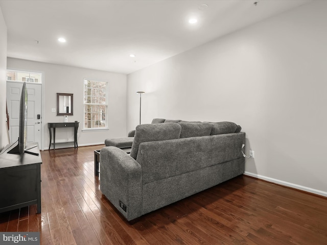 living room featuring dark hardwood / wood-style flooring