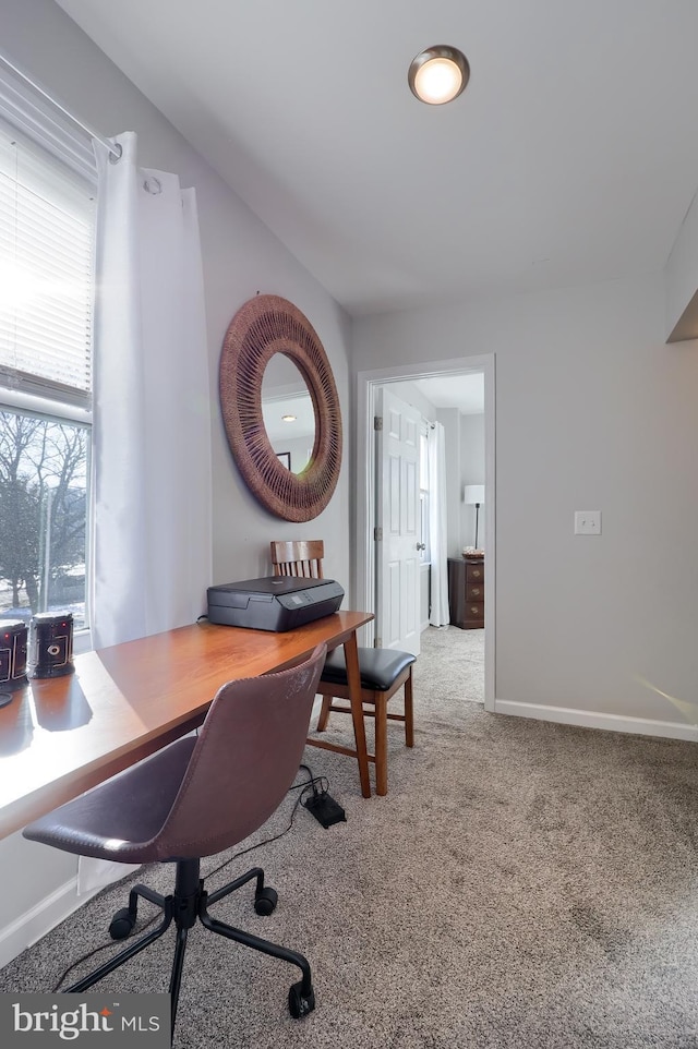 view of carpeted office space