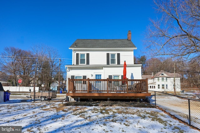 view of front of home with a wooden deck