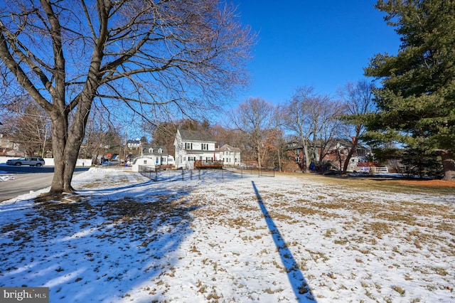 view of yard covered in snow