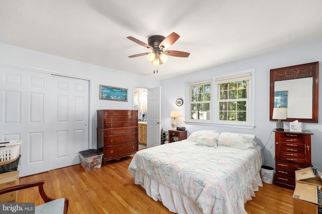 1113 Cameron Rd, Alexandria, VA 22308 - bedroom with wood finished floors, a closet, and ceiling fan