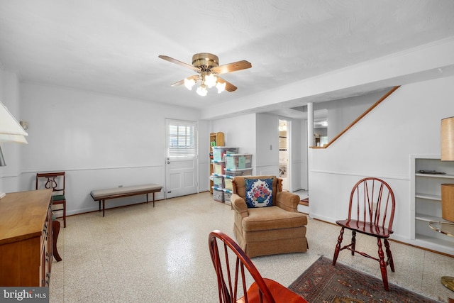 1113 Cameron Rd, Alexandria, VA 22308 - living area featuring a ceiling fan and tile patterned floors