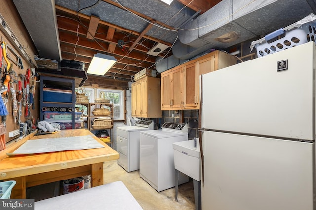 1113 Cameron Rd, Alexandria, VA 22308 - laundry room with washing machine and dryer and cabinet space