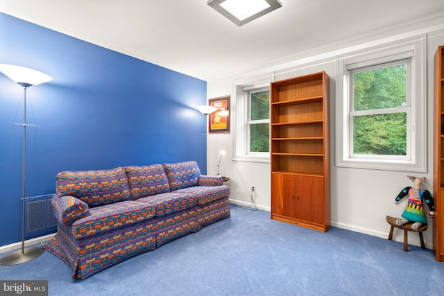 living room featuring carpet