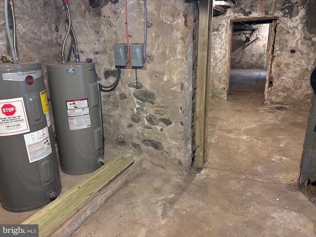 utility room with water heater