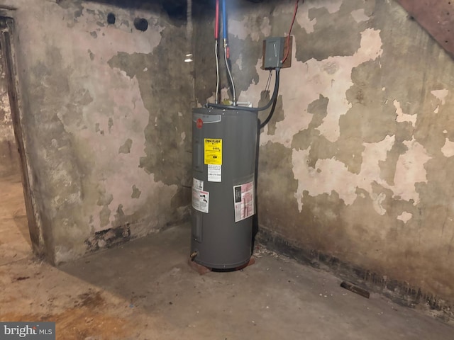 utility room with water heater