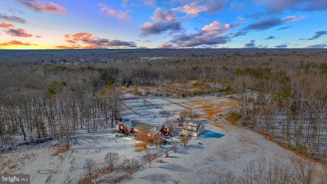 view of aerial view at dusk