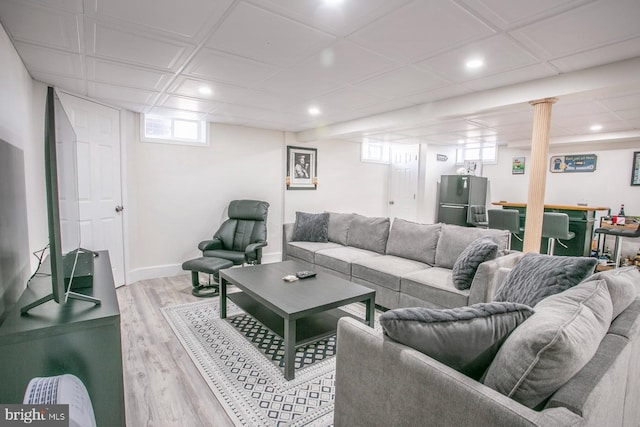 living room featuring light hardwood / wood-style floors