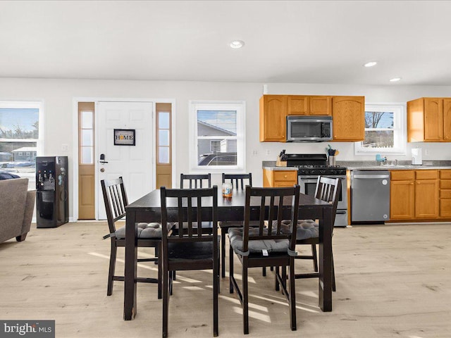 dining room with light hardwood / wood-style floors and plenty of natural light