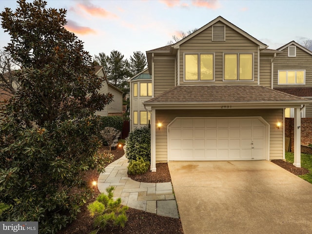 view of front of house with a garage