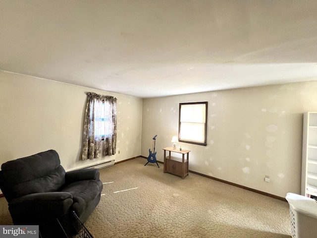 sitting room with carpet flooring