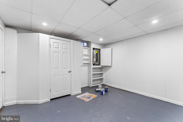 basement with a drop ceiling