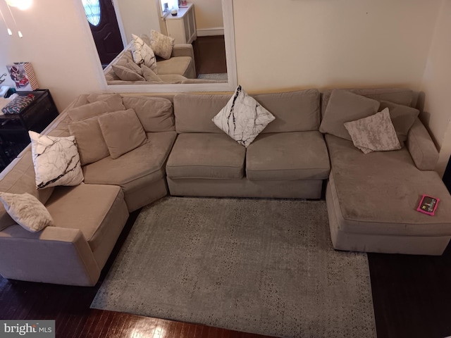 living room with hardwood / wood-style floors