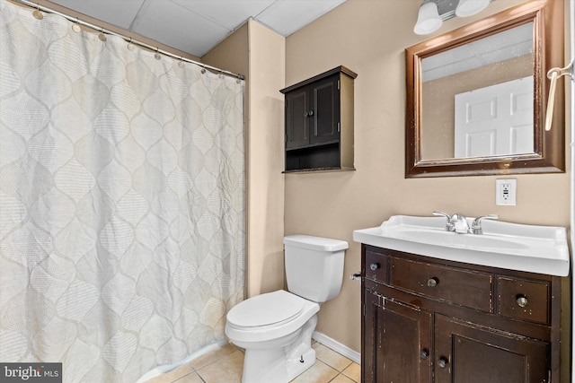 bathroom with tile patterned floors, toilet, and vanity