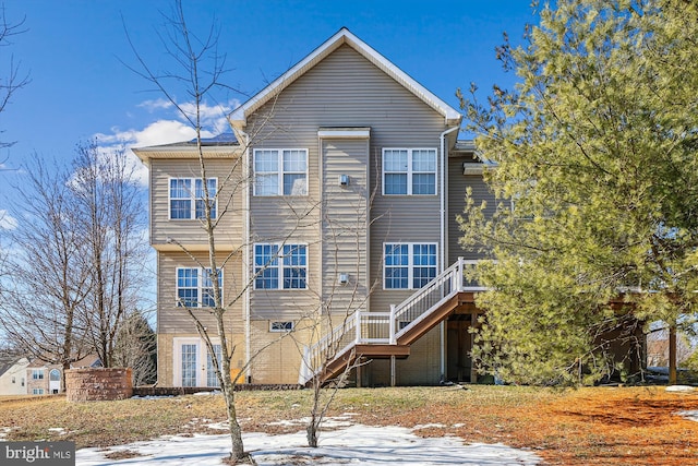 view of snow covered property