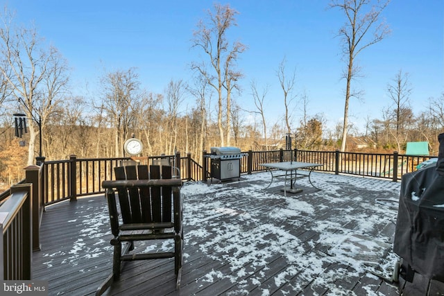 deck featuring grilling area