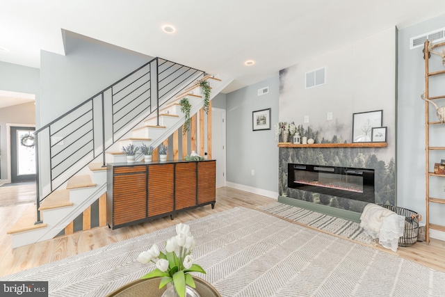 living room with hardwood / wood-style floors