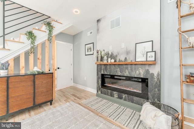 living room featuring light wood-type flooring