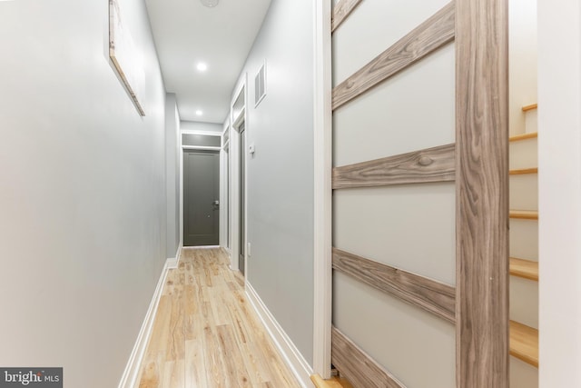 hall featuring light hardwood / wood-style flooring