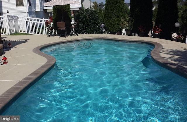 view of swimming pool featuring a patio area