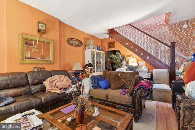 living room featuring hardwood / wood-style flooring