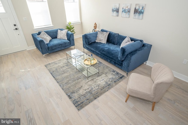 living room featuring light wood-type flooring