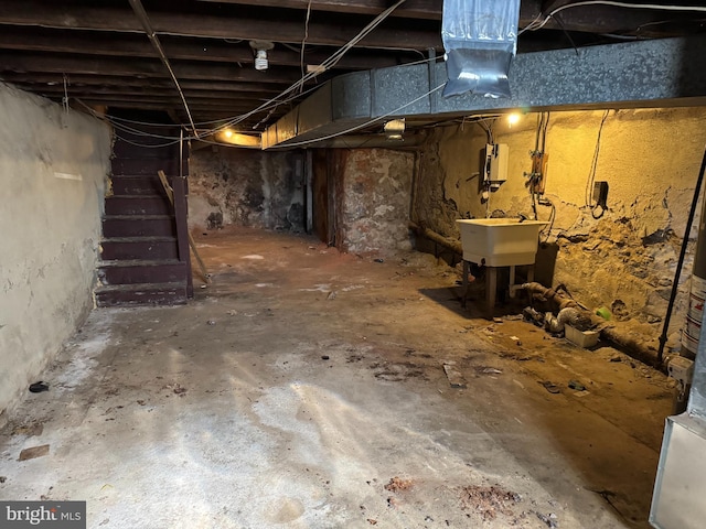 basement featuring sink