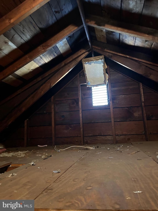 view of unfinished attic