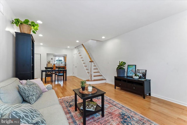 living room with hardwood / wood-style flooring