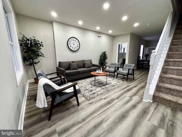 living room with wood-type flooring