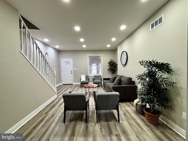 living room featuring wood-type flooring