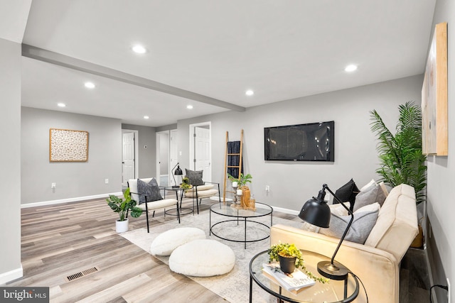 living room featuring light hardwood / wood-style floors