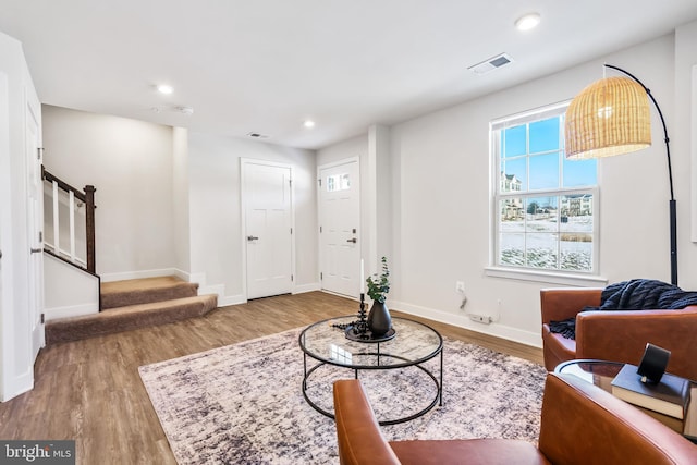 living room featuring light hardwood / wood-style flooring