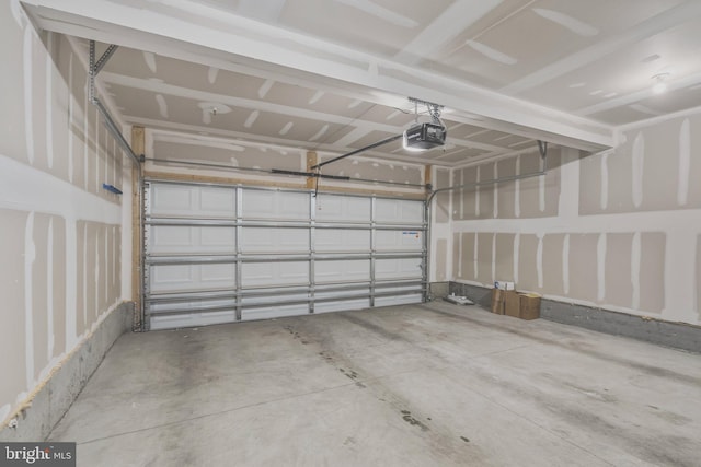 garage with a garage door opener