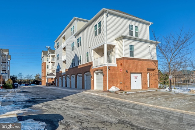 exterior space with a garage