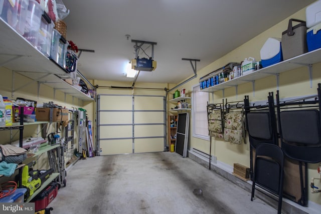 garage with a garage door opener