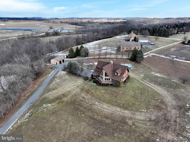 drone / aerial view featuring a rural view