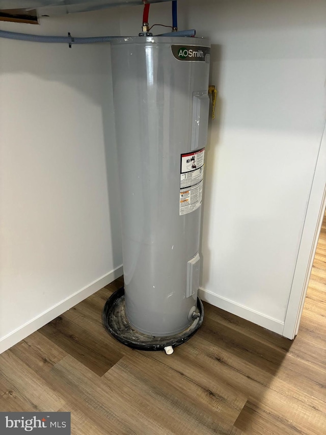 utility room with electric water heater