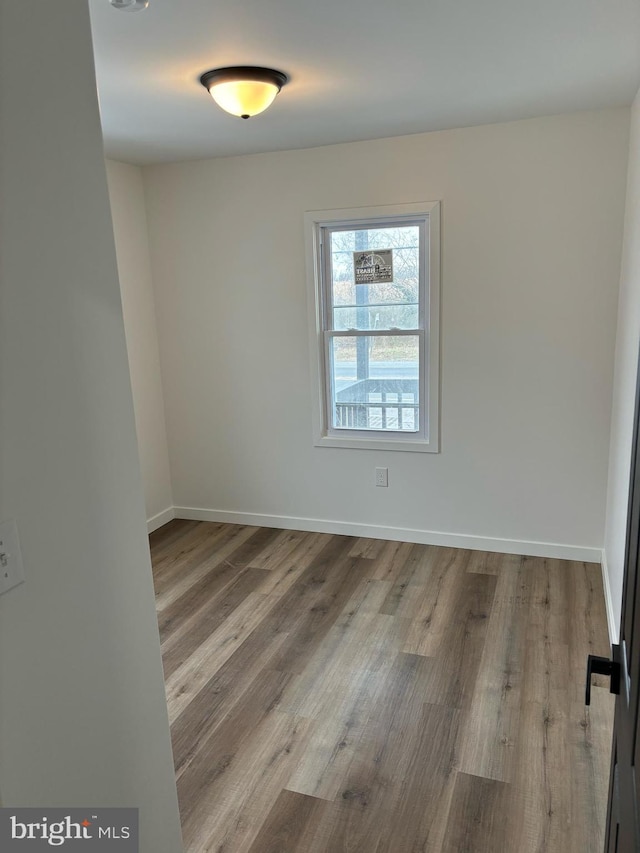 spare room featuring wood-type flooring