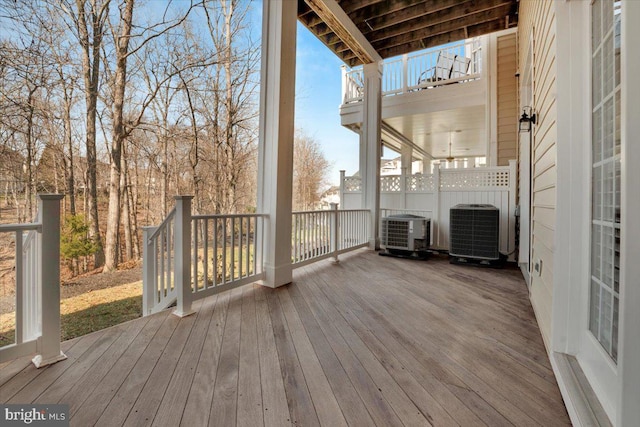 wooden deck with cooling unit