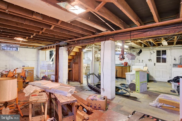 basement with washer / dryer